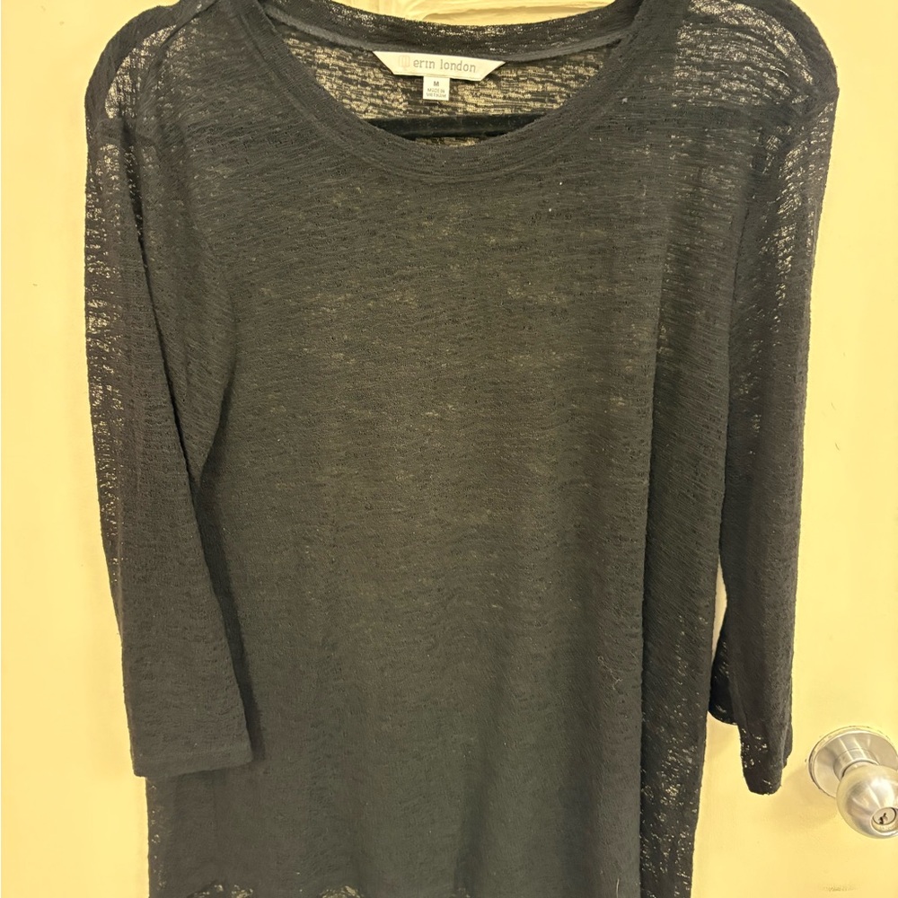 Erin London Gray 3/4 Sleeve Relaxed Blouse